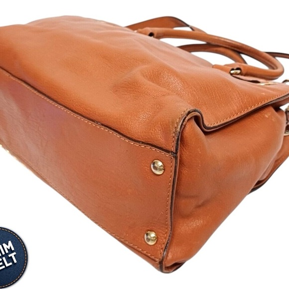 MICHAEL KORS HAMILTON GROMMET TAN/BROWN LEATHER SATCHEL SHOULDER HANDBAG | EUC🤎 - Picture 6 of 16